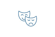Comedy and tragedy line icon concept