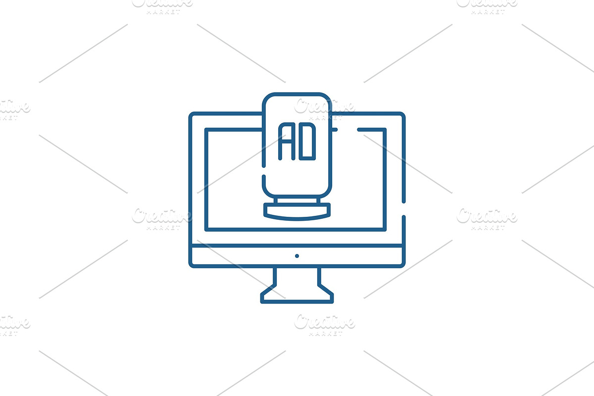 Computer advertising line icon in Illustrations - product preview 8