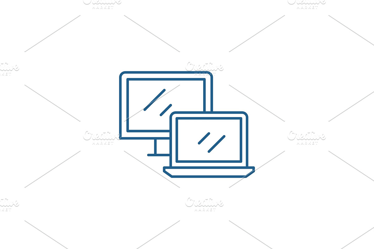 Computer and laptop line icon in Illustrations - product preview 8