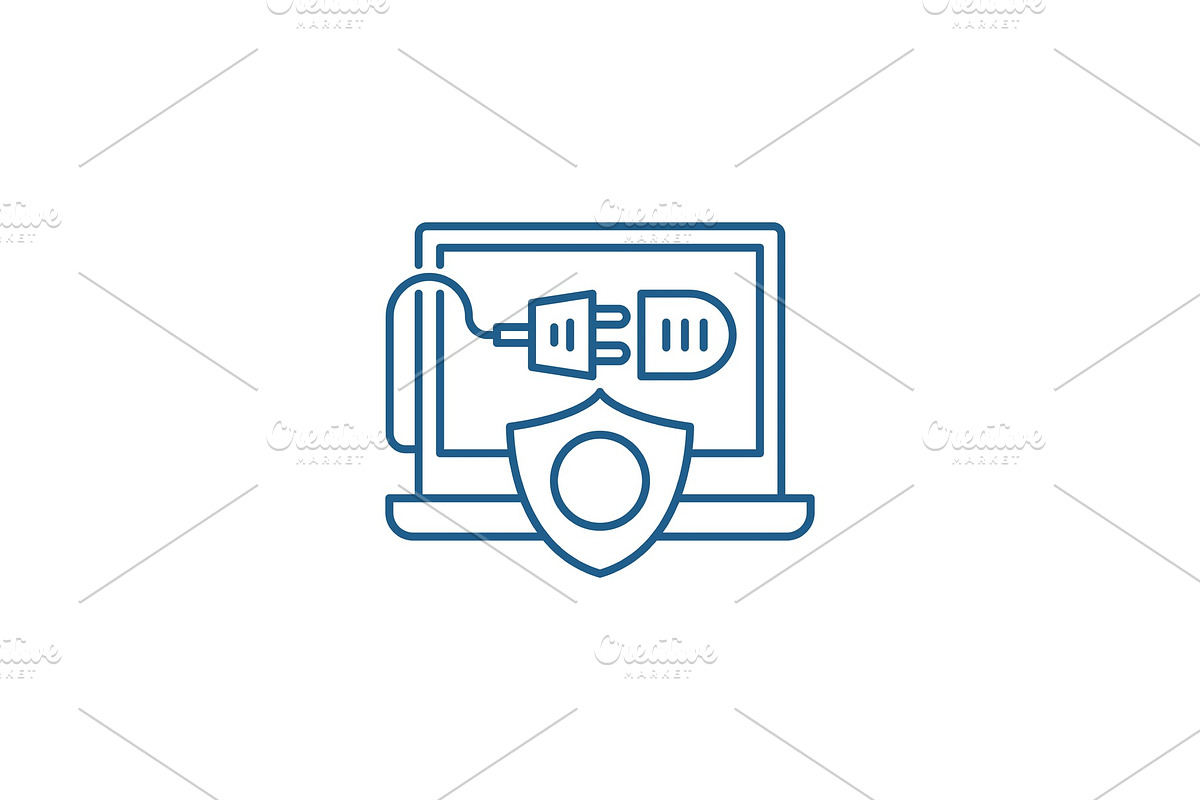 Computer energy protection line icon in Illustrations - product preview 8