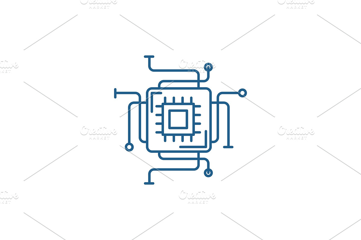 Computer processor line icon concept in Illustrations - product preview 8