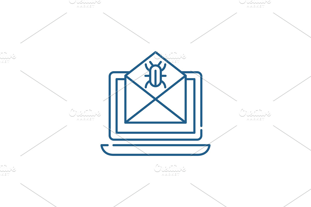 Computer virus line icon concept in Illustrations - product preview 8