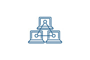 Computer working group line icon