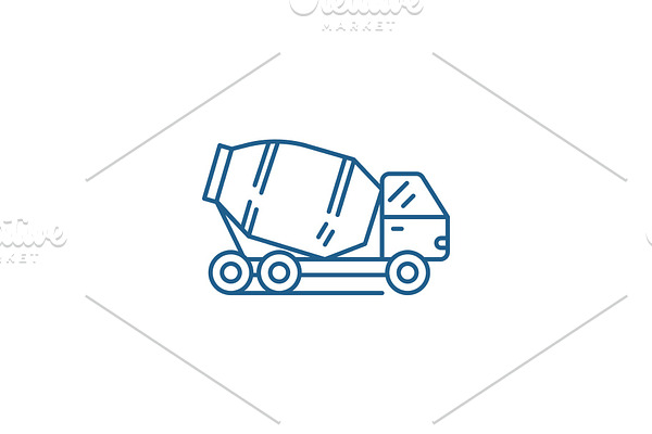 Concrete truck line icon concept