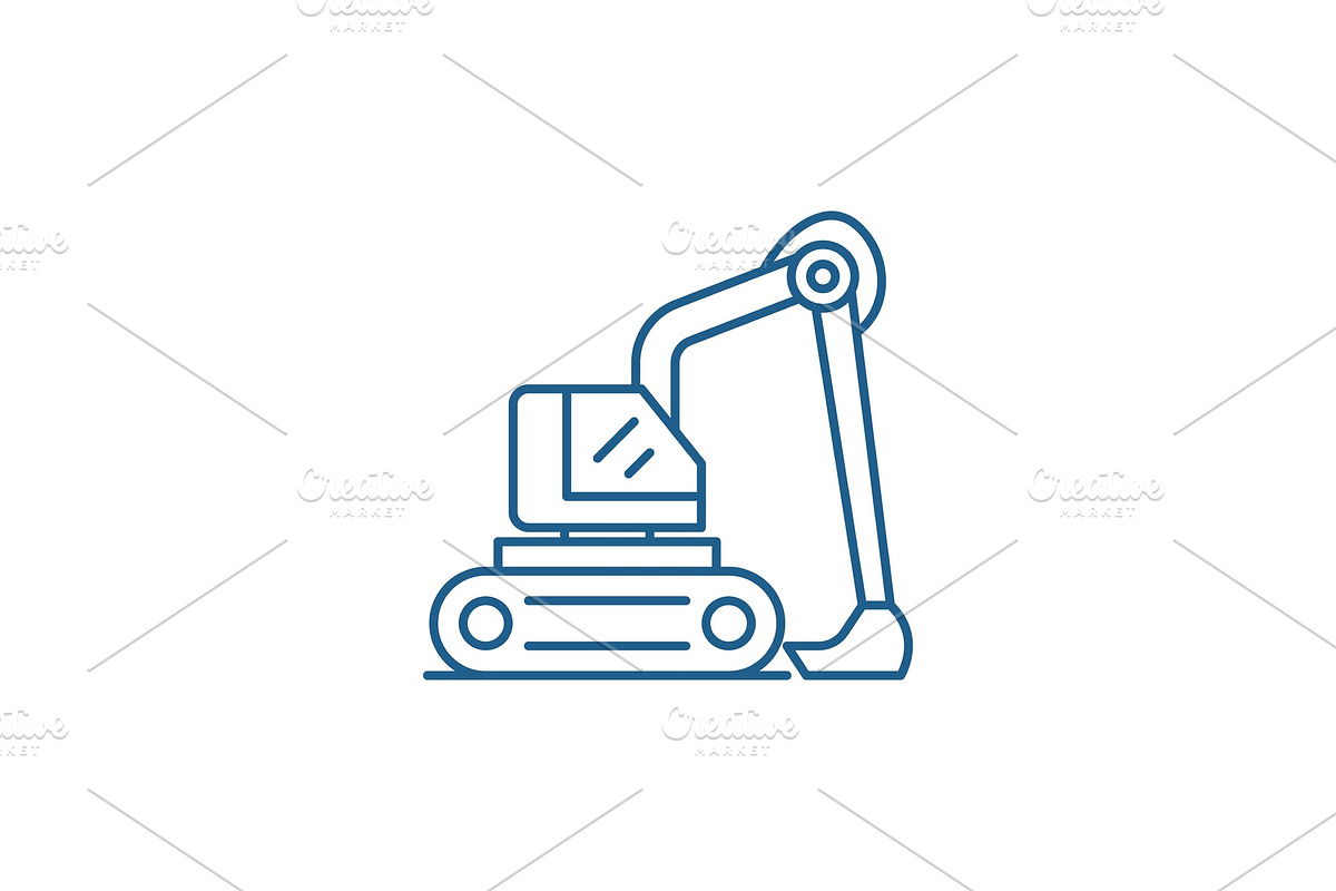 Construction excavator line icon in Illustrations - product preview 8