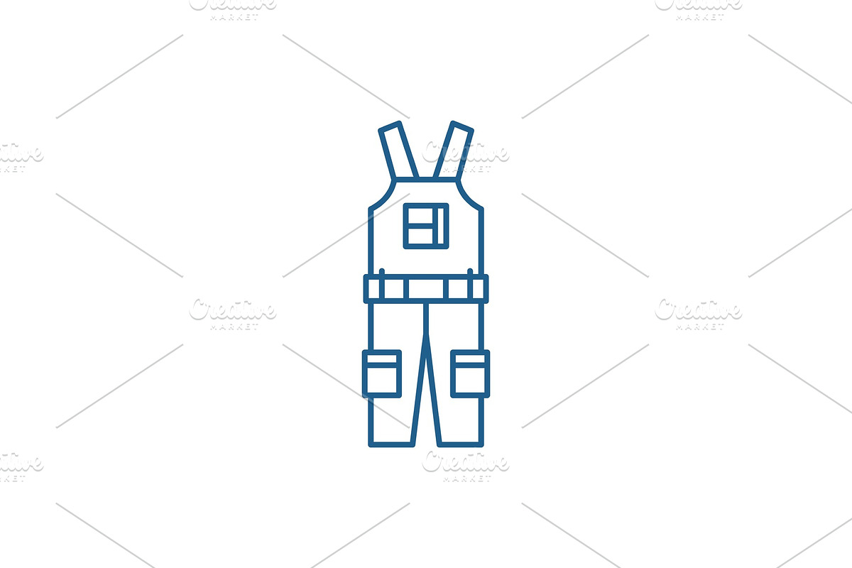 Construction overalls line icon in Illustrations - product preview 8