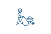 Construction works line icon concept
