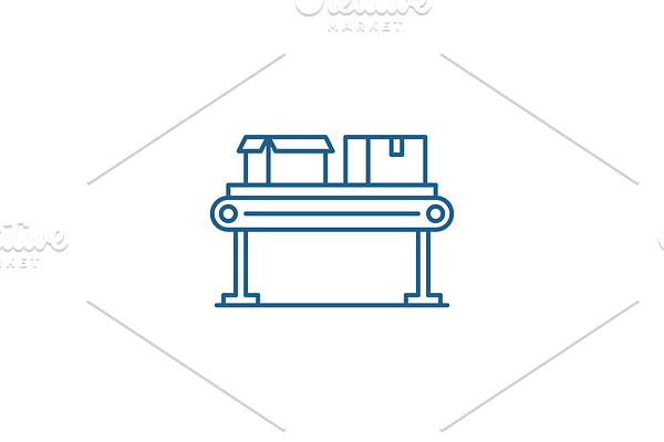 Conveyor line line icon concept