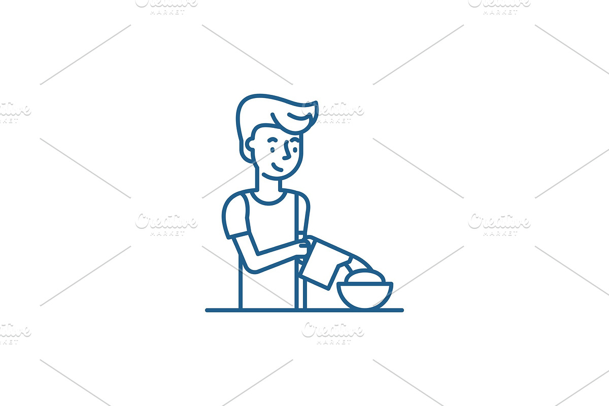 Cooking breakfast line icon concept in Illustrations - product preview 8
