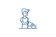 Cooking breakfast line icon concept