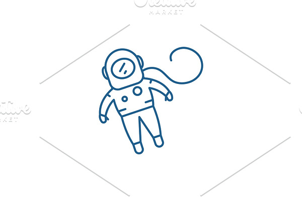 Cosmonaut line icon concept