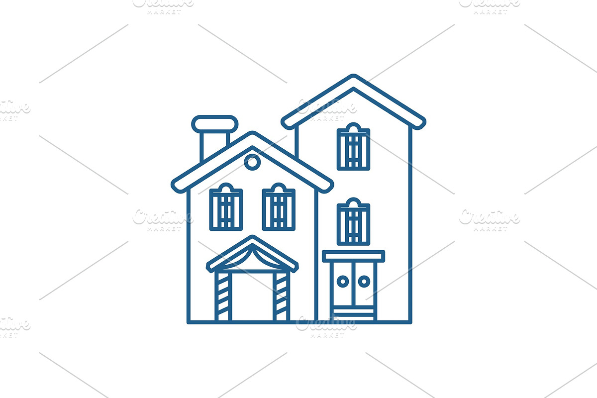Country villa line icon concept in Illustrations - product preview 8