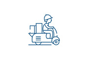 Courier on a motor scooter line icon