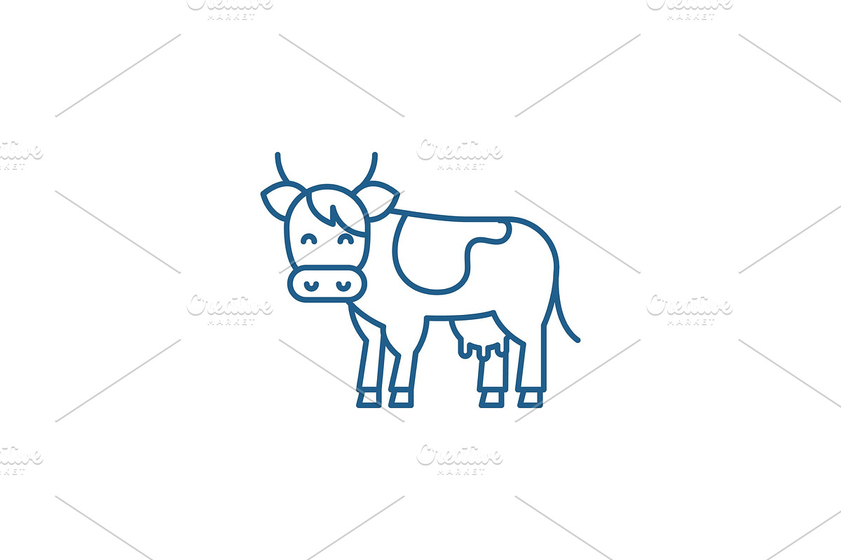 Cow line icon concept. Cow flat in Illustrations - product preview 8