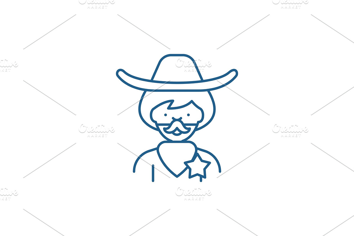 Cowboy line icon concept. Cowboy in Illustrations - product preview 8