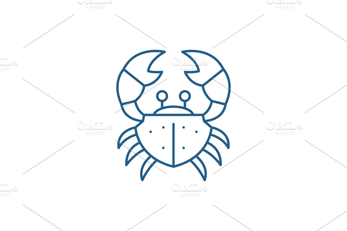 Crab line icon concept. Crab flat in Illustrations - product preview 8