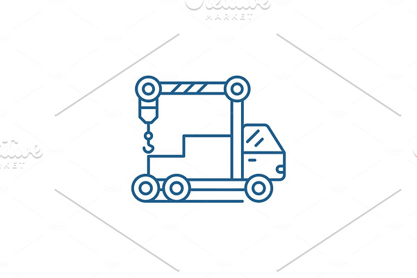Crane machine line icon concept