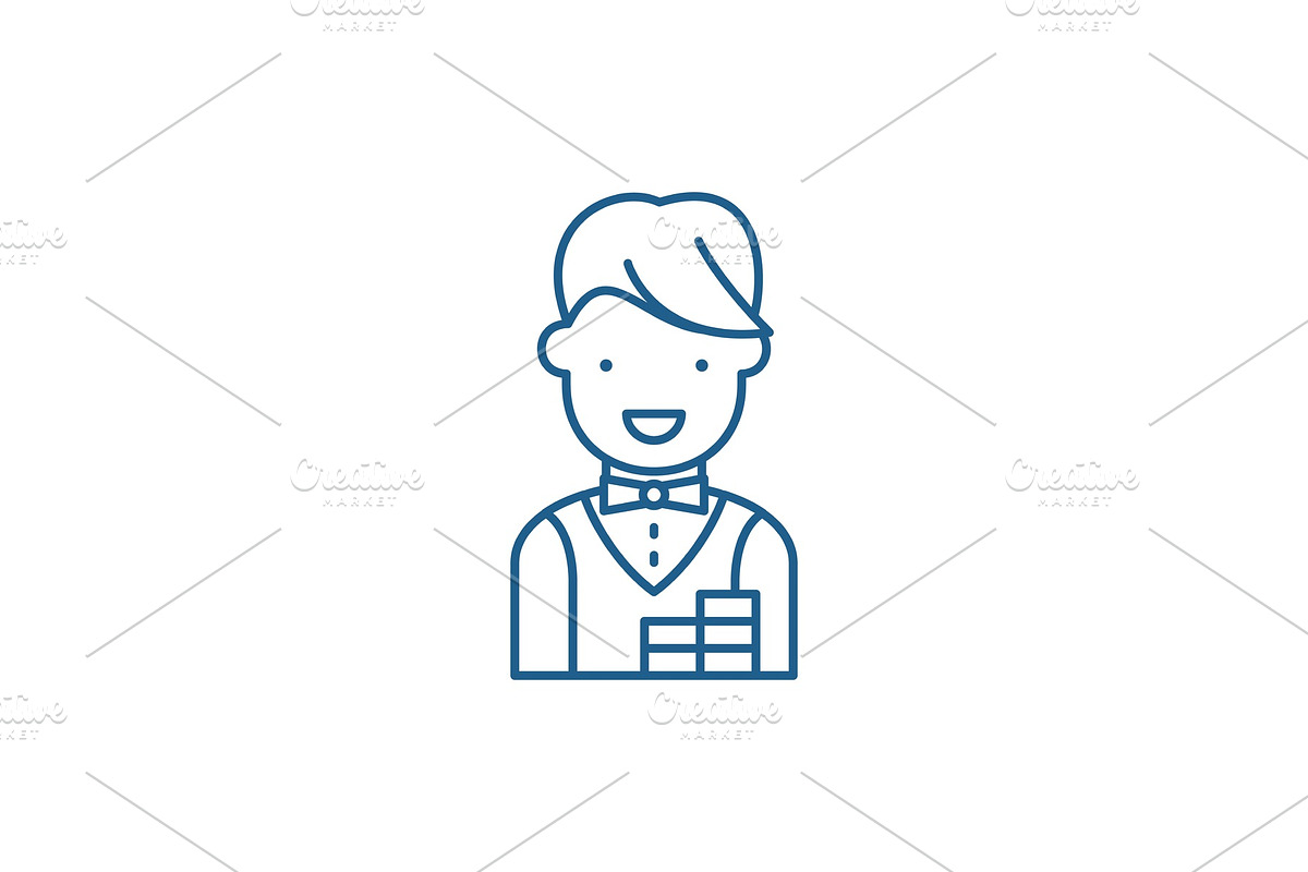 Croupier line icon concept. Croupier in Objects - product preview 8
