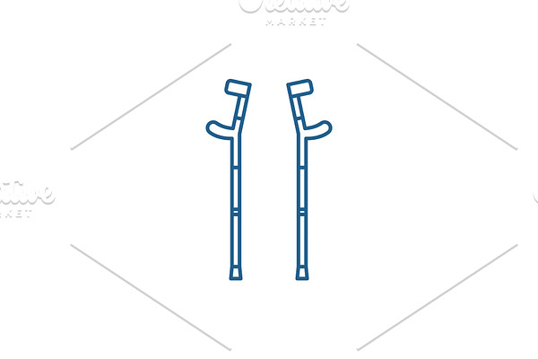 Crutches line icon concept. Crutches