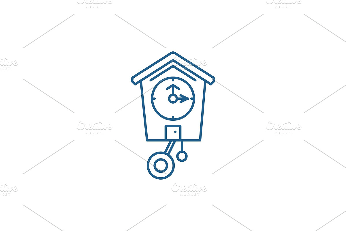 Cuckoo clock line icon concept in Illustrations - product preview 8