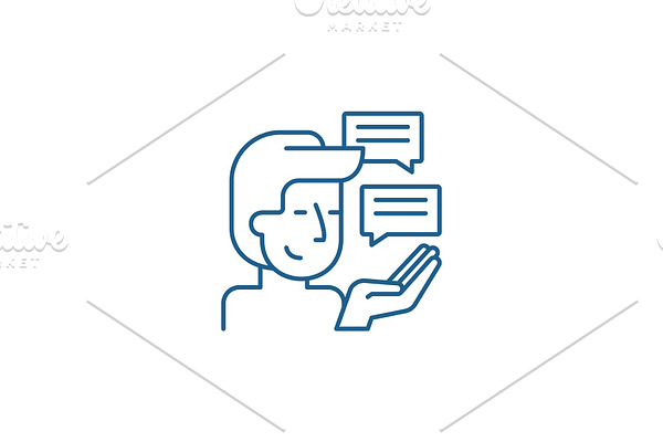 Customer research line icon concept