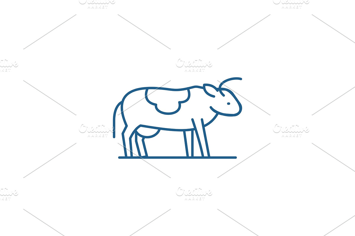Cute cow line icon concept. Cute cow in Illustrations - product preview 8