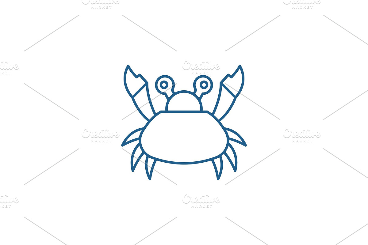 Cute crab line icon concept. Cute in Illustrations - product preview 8