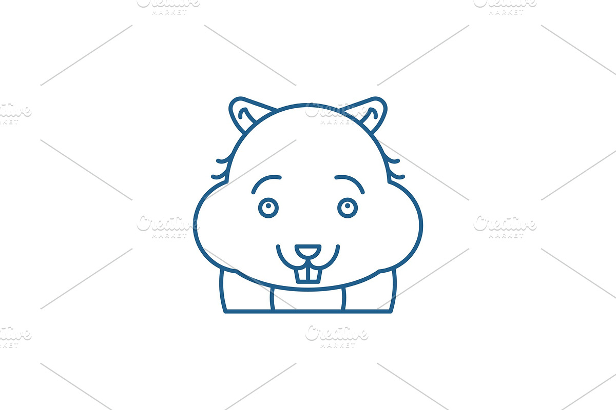 Cute hamster line icon concept. Cute in Illustrations - product preview 8