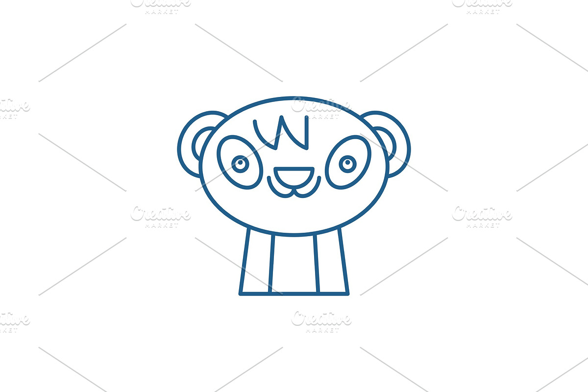 Cute panda line icon concept. Cute in Illustrations - product preview 8