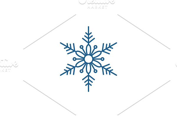 Cute snowflake line icon concept