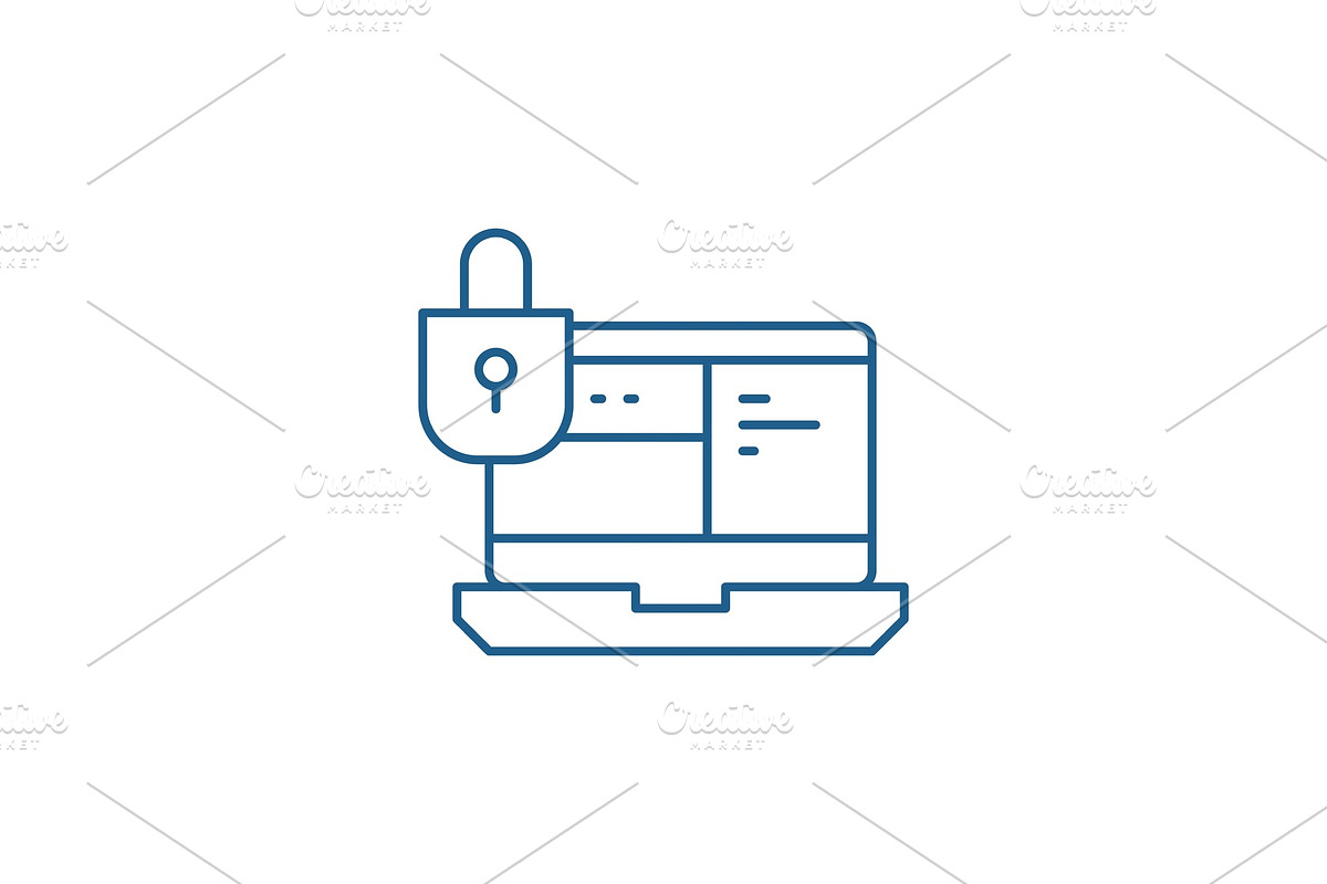 Data protection system line icon in Illustrations - product preview 8