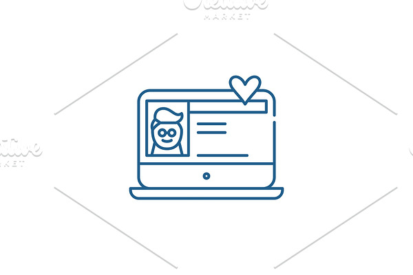 Dating service line icon concept