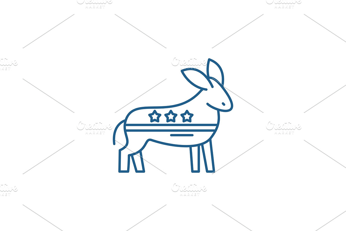 Democratic ass line icon concept in Illustrations - product preview 8