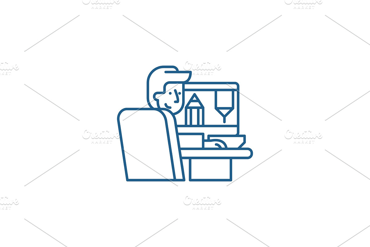 Designer at work line icon concept in Illustrations - product preview 8