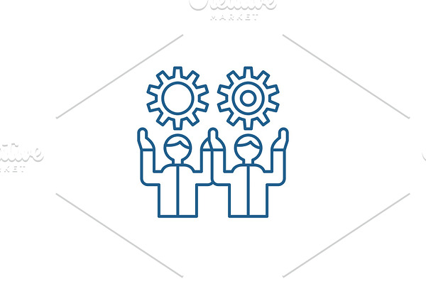 Development team line icon concept