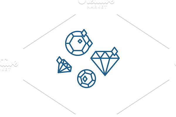 Diamonds line icon concept. Diamonds