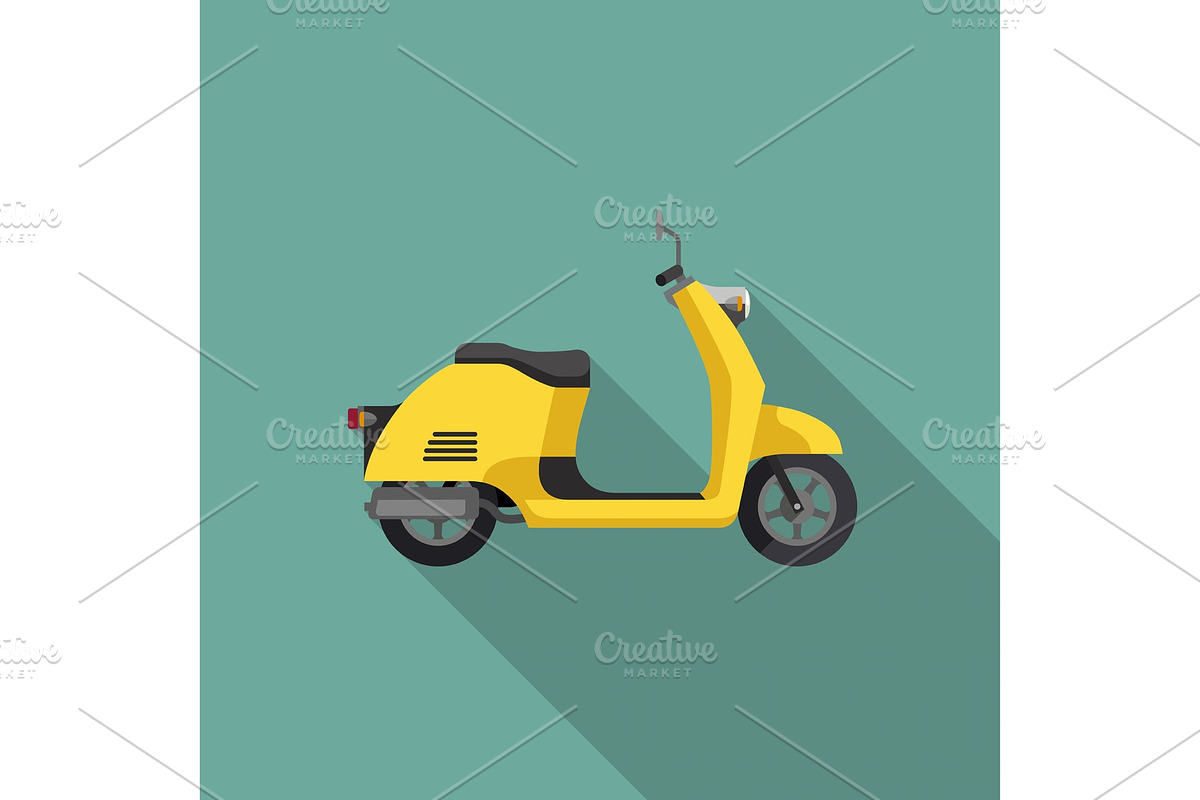 Yellow Retro Scooter in Illustrations - product preview 8