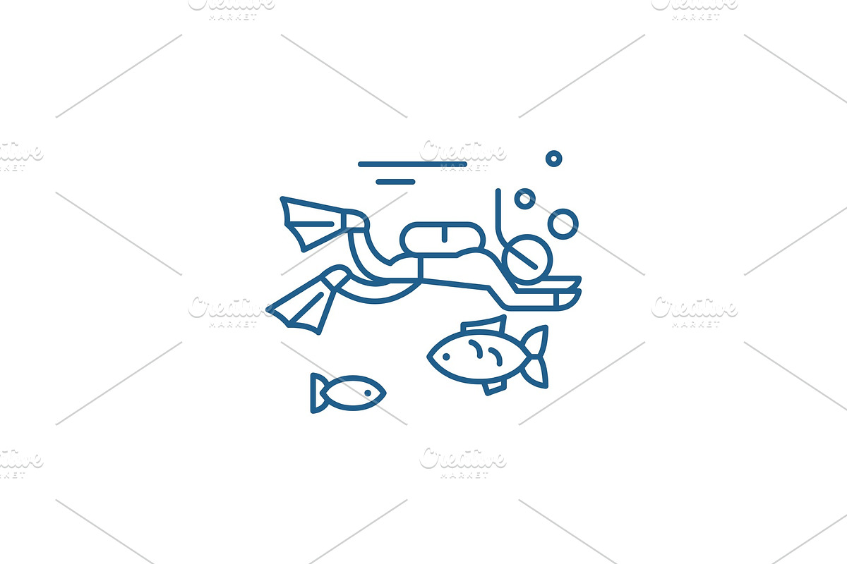 Diving line icon concept. Diving in Illustrations - product preview 8