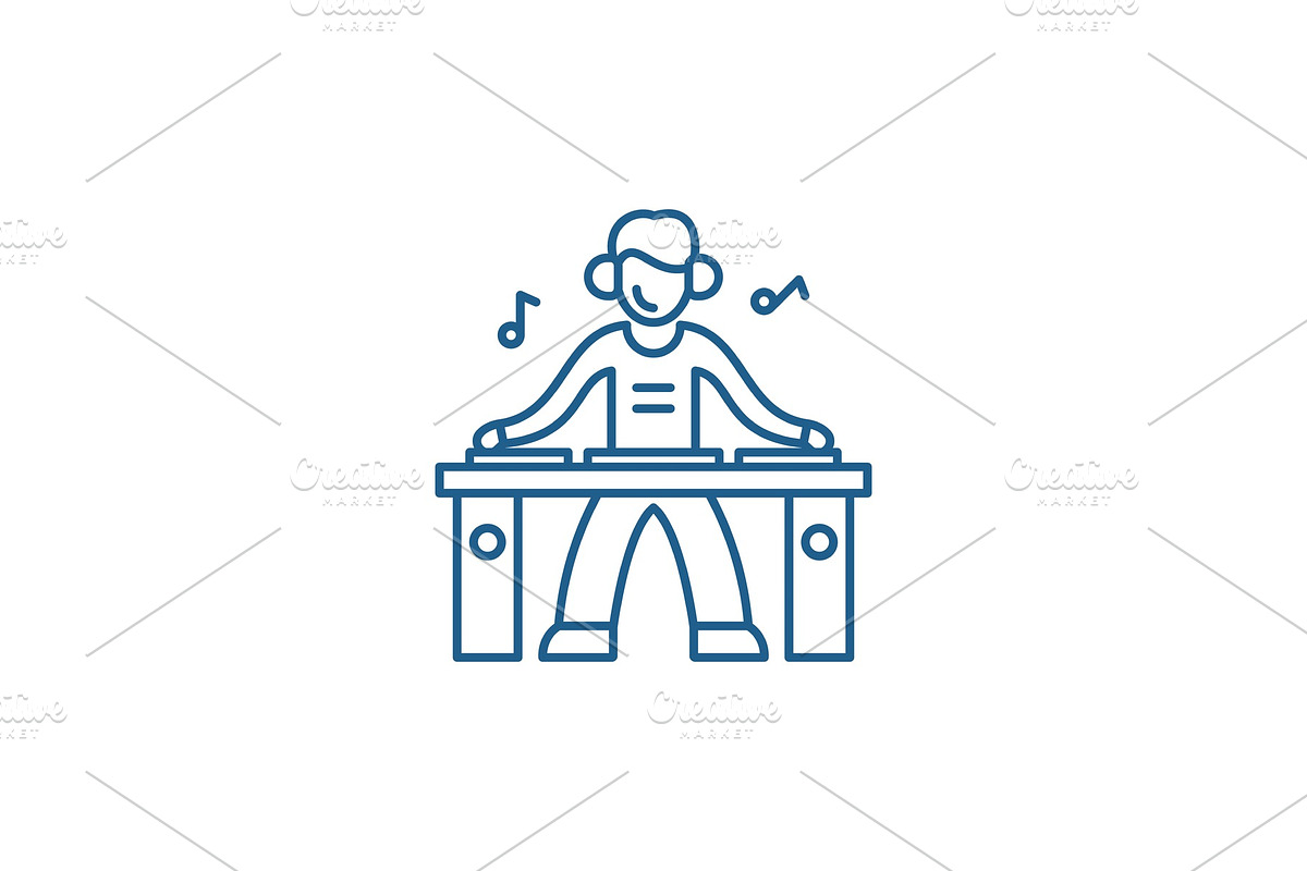 Dj line icon concept. Dj flat vector in Illustrations - product preview 8