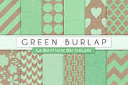 Green Burlap Digital Papers