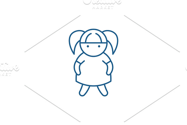 Doll line icon concept. Doll flat