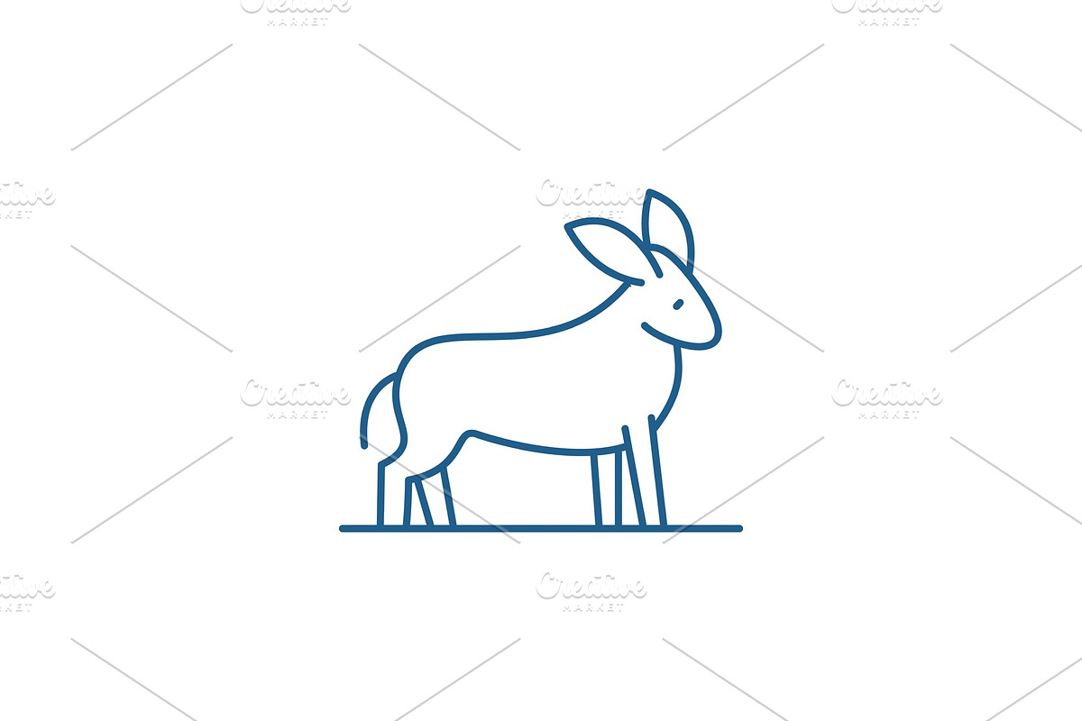 Donkey line icon concept. Donkey in Illustrations - product preview 8