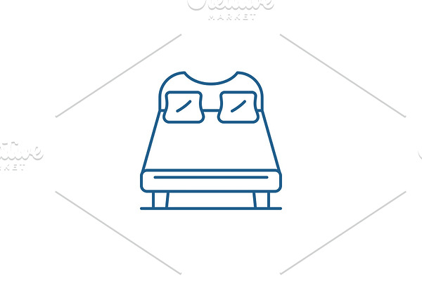 Double bed line icon concept. Double