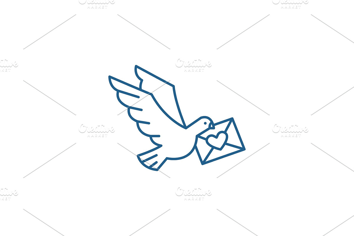 Dove with a letter line icon concept in Illustrations - product preview 8