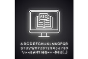 Online language learning neon icon