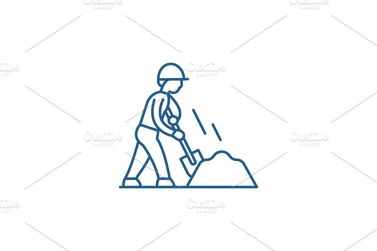 Earthworks line icon concept in Illustrations - product preview 8