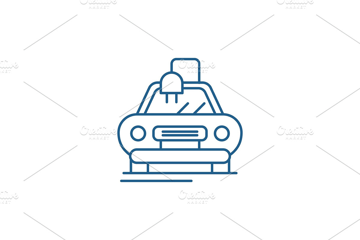Electric automatic car line icon in Illustrations - product preview 8