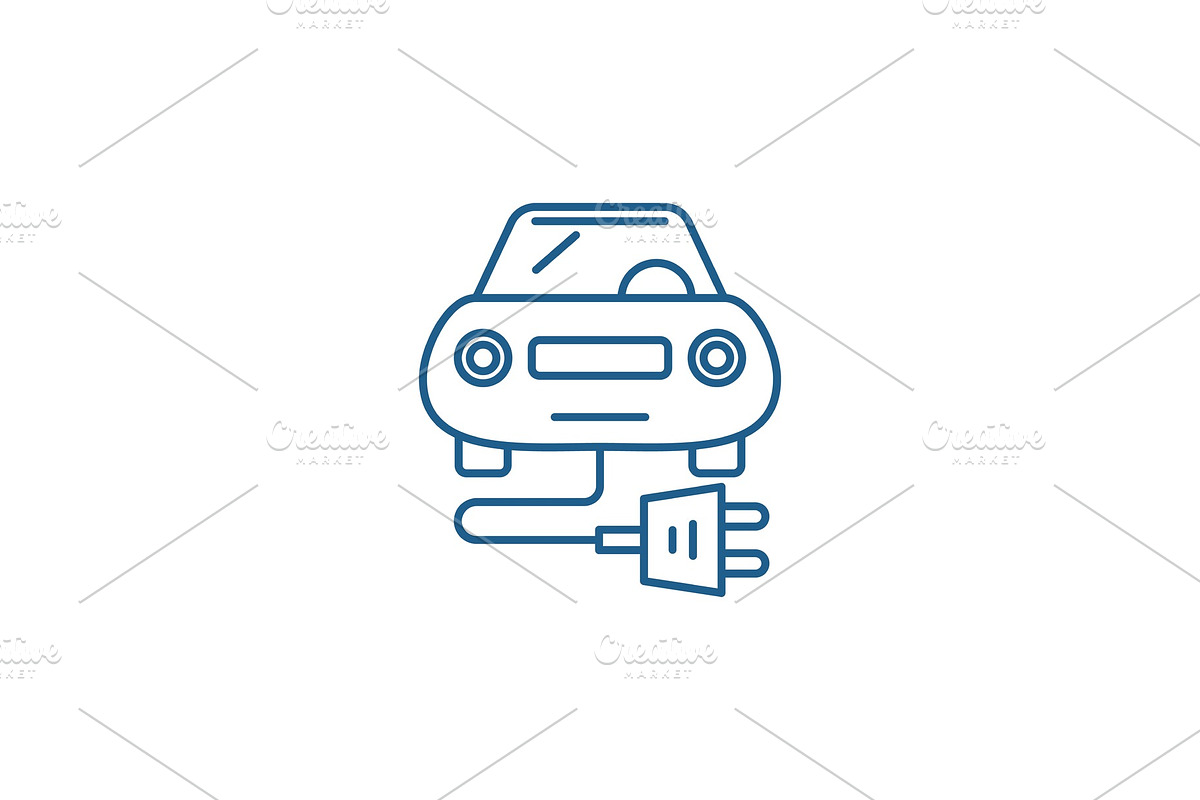 Electric car line icon concept in Illustrations - product preview 8