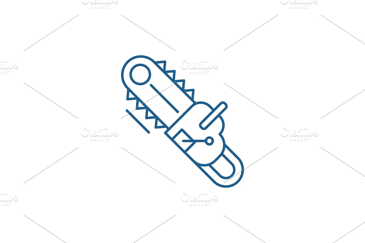 Electric saw line icon concept in Illustrations - product preview 8