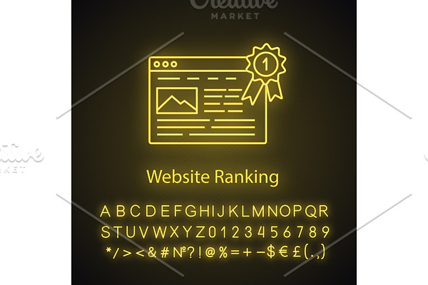 Website ranking neon light icon